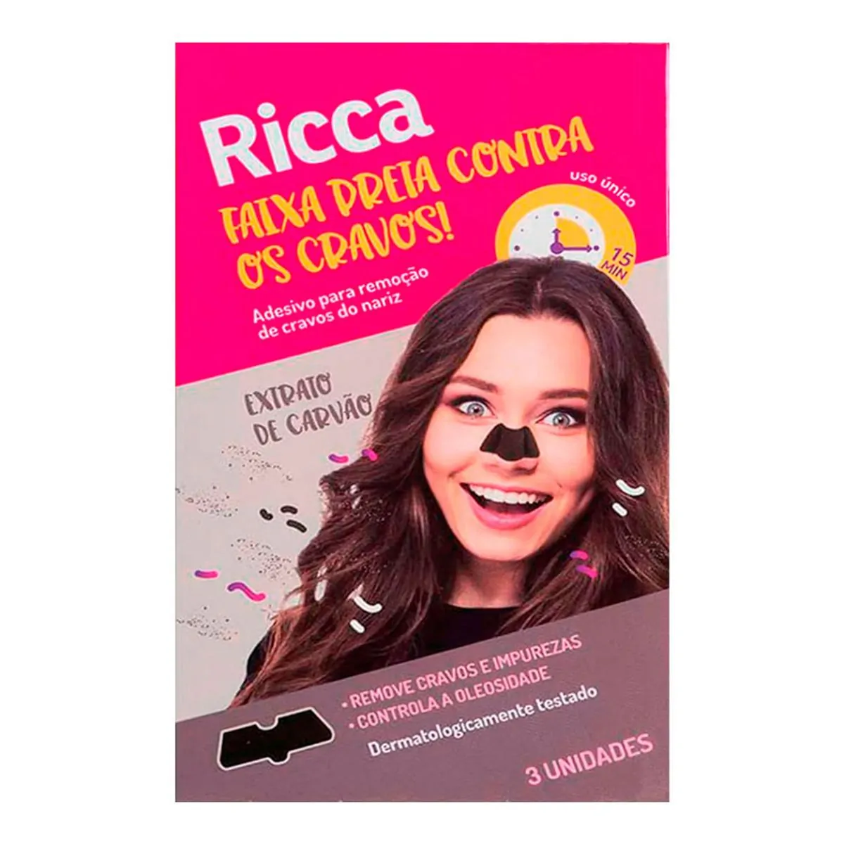 Adesivo Preto para Remoção de Cravos Ricca 3 Unidades