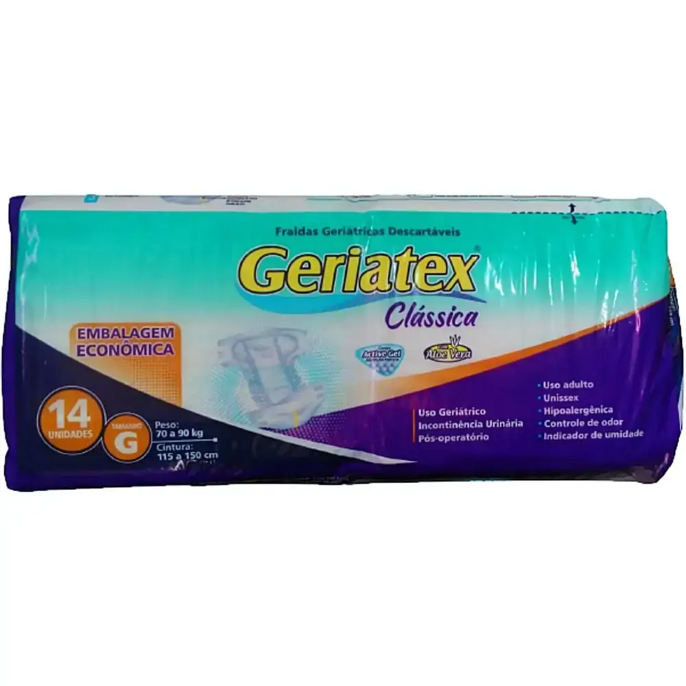 Fralda Geriátrica Geriatex Clássica - Tamanho G - Com 14 Unidades - Fralda Geriátrica Geriatex Cláss
