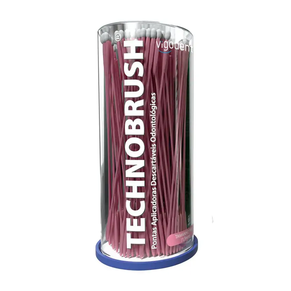 Pincel Aplicador Technobrush Fino Rosa Com 100 - Vigodent