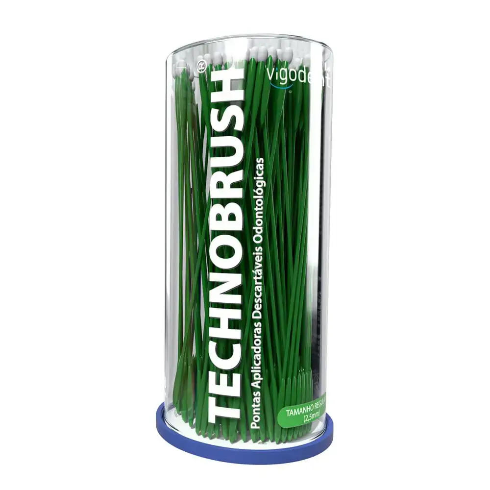 Pincel Aplicador Technobrush Regular Com 100 - Vigodent - Pincel Aplicador Technobrush Regular Verde