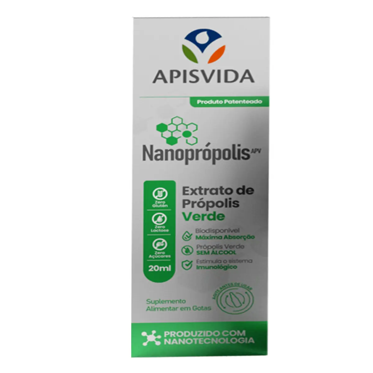 Extrato de Própolis Verde Apis Vida Nanopropolis 20ml Gotas
