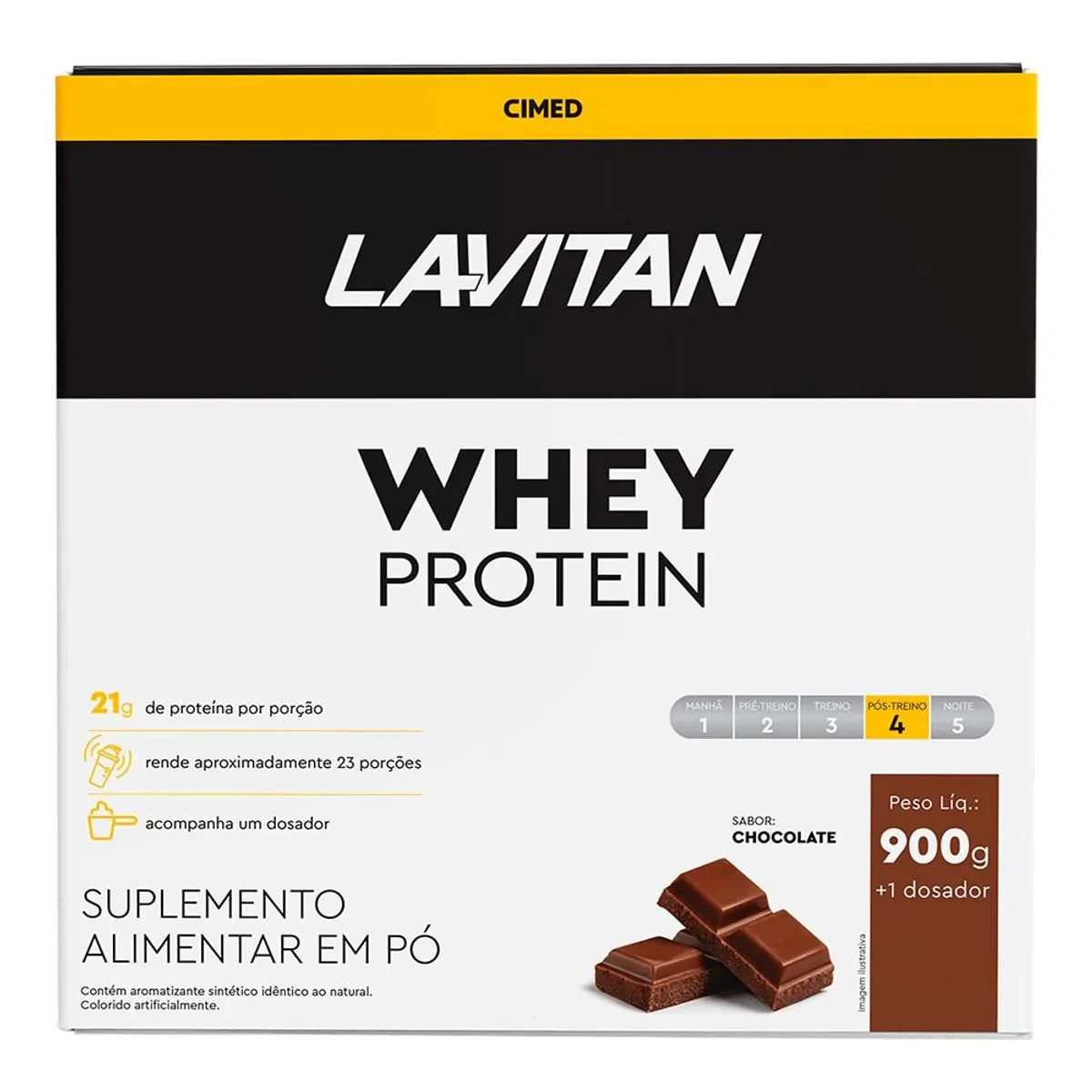 Suplemento Alimentar Whey Protein em Pó Lavitan Chocolate 900g + Dosador