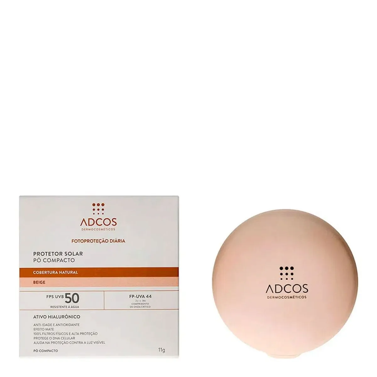 Protetor Solar Facial Adcos FPS 50 Beige 11g Pó Compacto