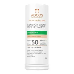 Protetor Solar Facial Adcos Stick Ultraleve Antioleosidade Cobertura Natural 50 FPS 12g