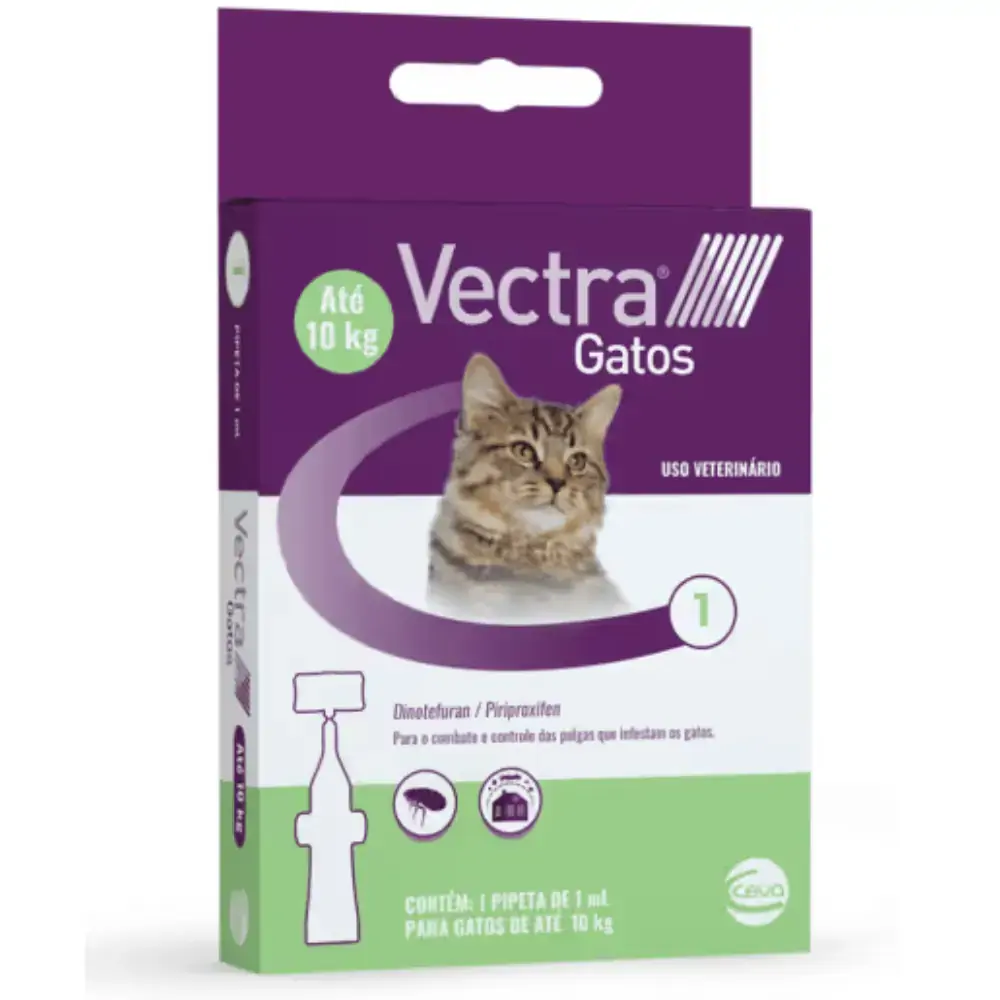 Antipulgas e Carrapatos Vectra 3D Gato até 10kg - 1 pipeta 3,6ml - 1 Pipeta