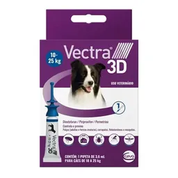 Antipulgas e Carrapatos Vectra 3D Cão de 10 a 25kg - 1 pipeta 3,6ml - 1 Pipeta