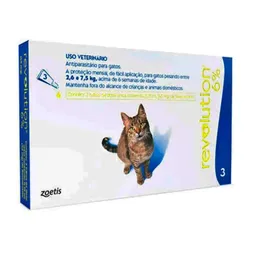 Antipulgas Revolution 6% Gatos C/3 Pipetas - Zoetis 2,6 a 7,5kg