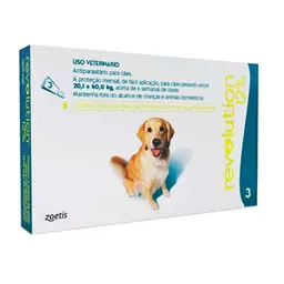 Revolution Zoetis 12% com 3 Bisnagas 2ml para Cães de de 20,1kg a 40kg