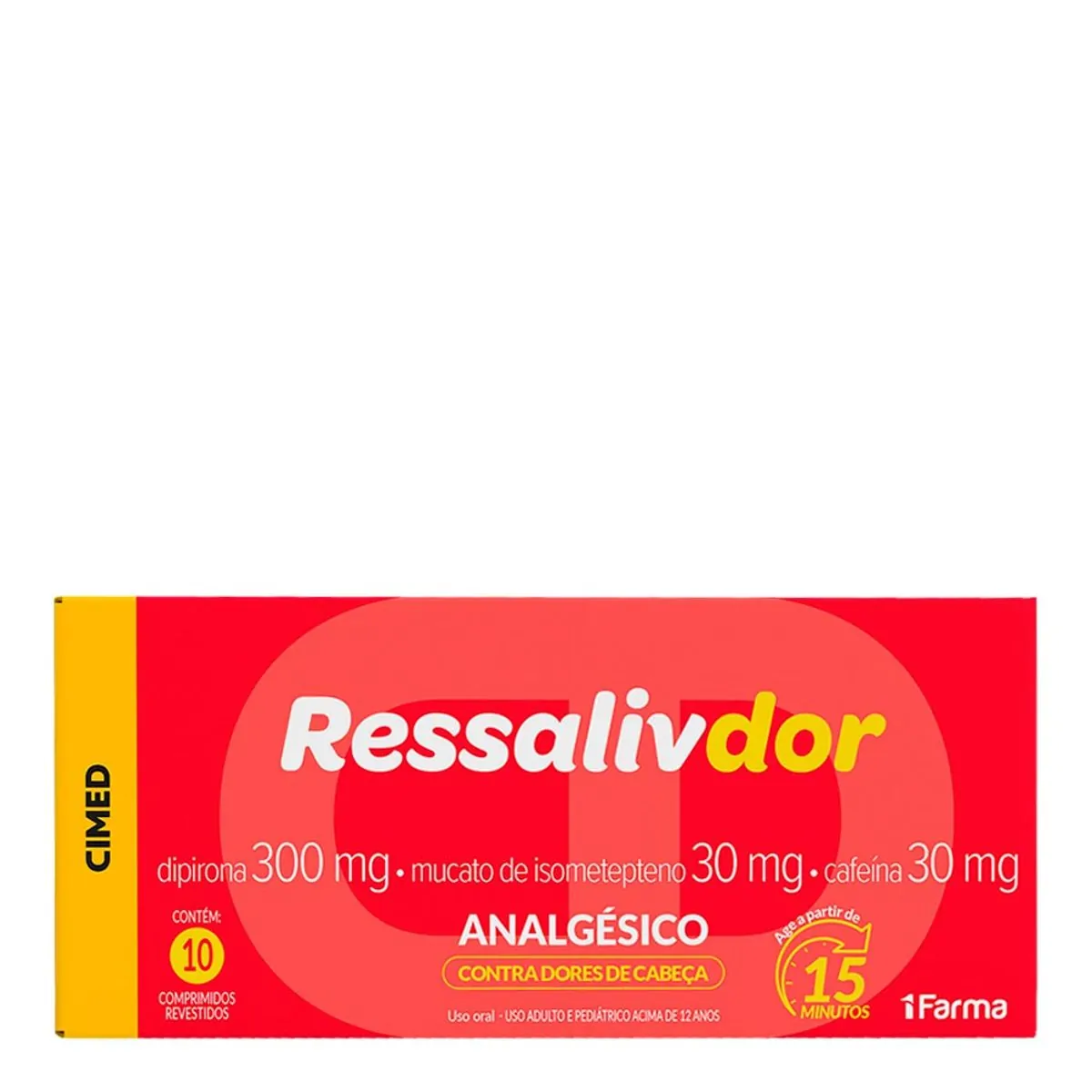 Analgésico e Antiespasmódico Ressalivdor 30mg + 300mg + 30mg 10 Comprimidos Revestidos