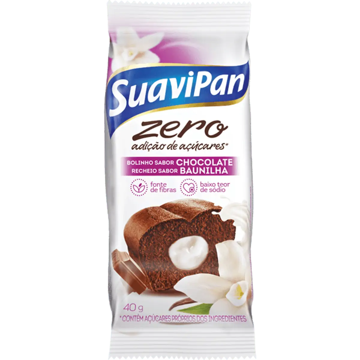 Bolinho Zero sabor Chocolate com Baunilha com 40g - SuaviPan
