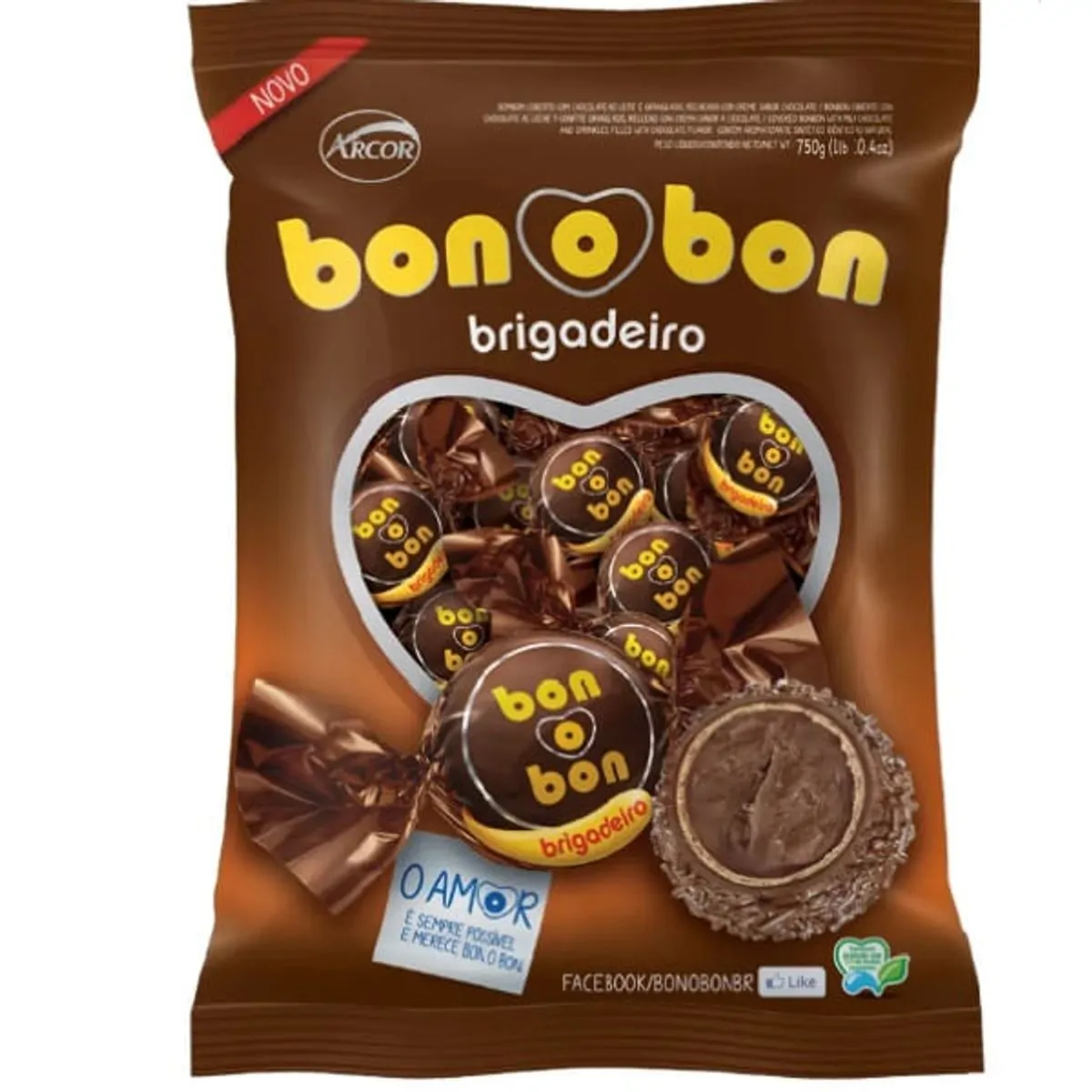 Bombom sabor brigadeiro pacote com 50 unidades de 15g - Bon o Bon