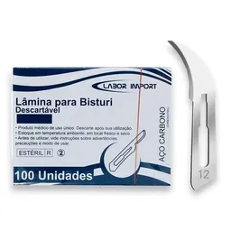 Lâmina de Bisturi Em Carbono nº 12 com 100 - Labor Import