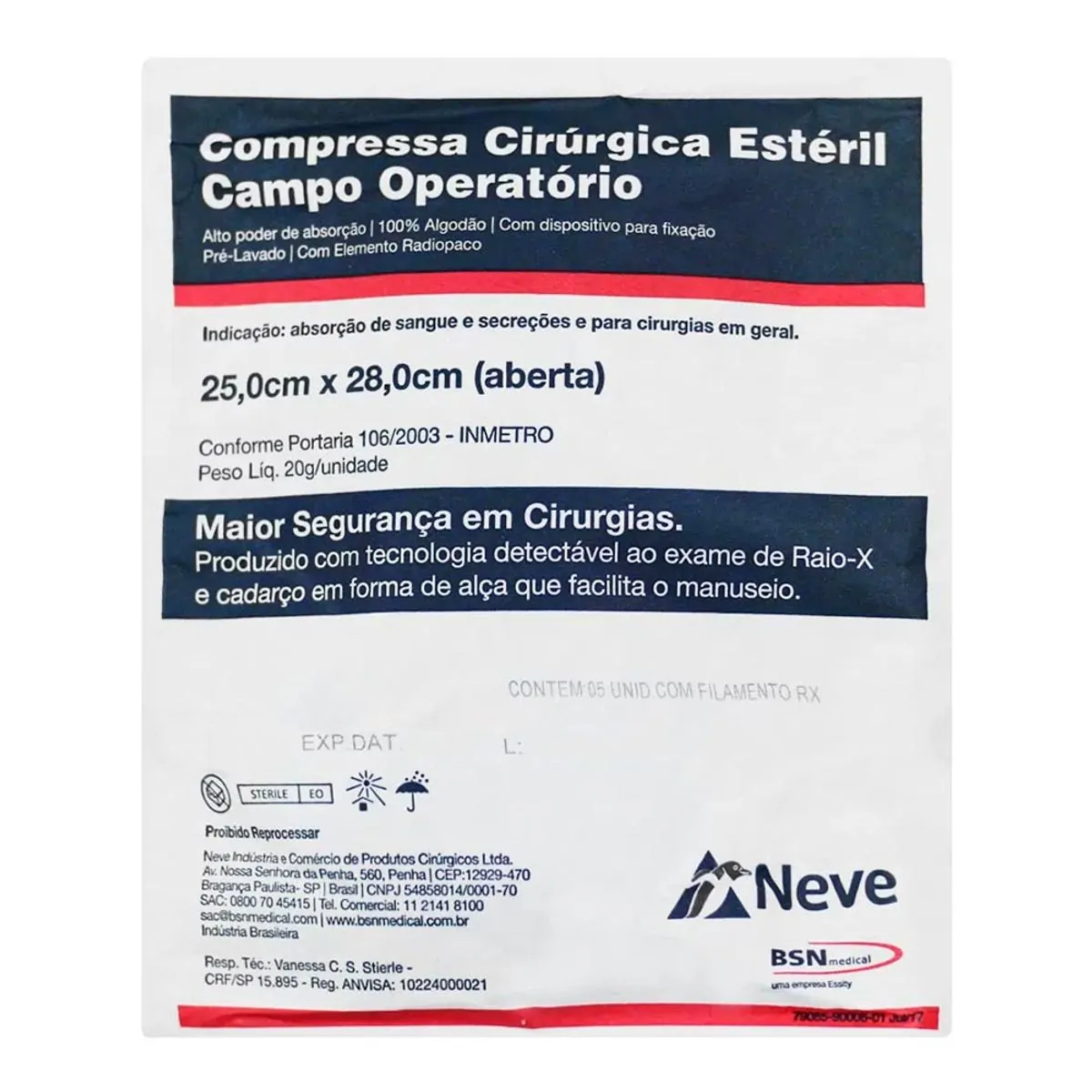 Campo Operatório Estéril Crochê - 25 X 28Cm - Neve