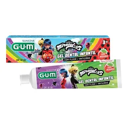 Gel Dental Infantil Com Flúor Gum Miraculous Morango 50g - Pasta de Dente Gel Infantil Miraculous Mo
