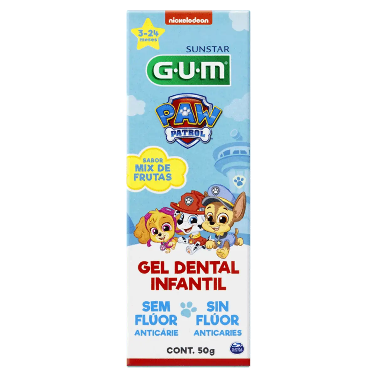 Pasta de Dente Gel Infantil Gum Paw Patrol Mix de Frutas 50g
