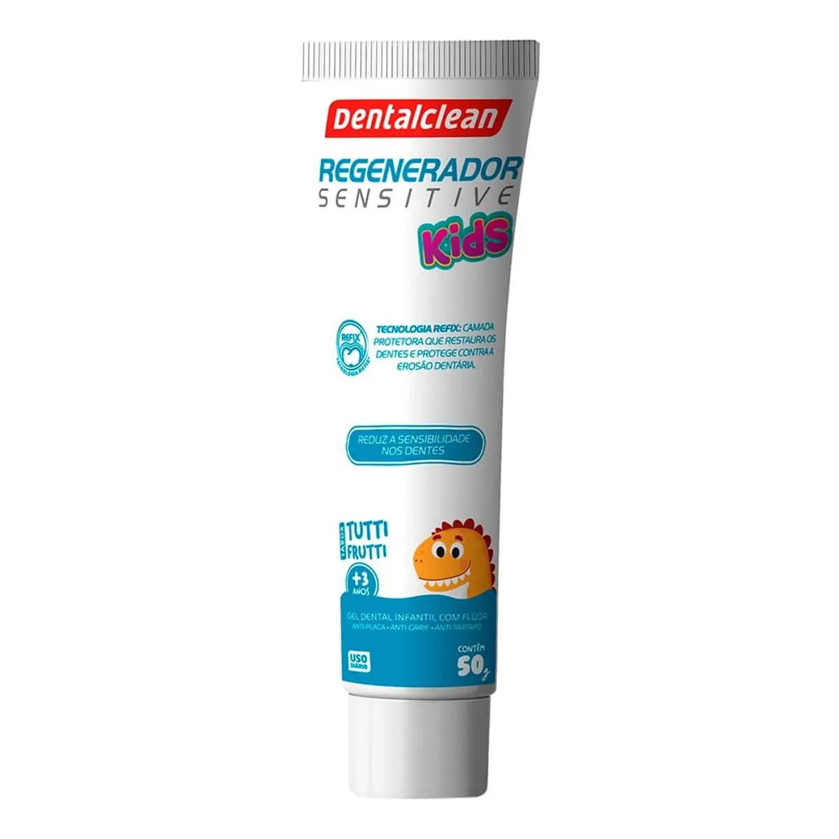 Gel Dental Infantil Dentalclean Regenerador Sensitive Kids com Flúor Tutti-Frutti 50g - Pasta de Den