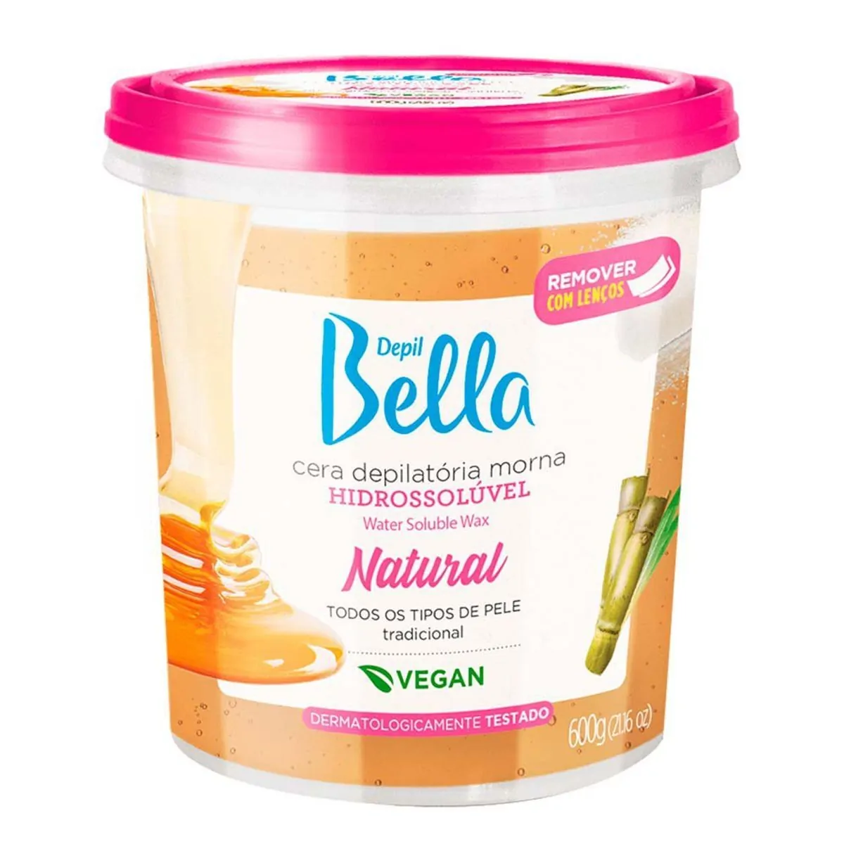 Cera Hidrossolúvel Natural Vegan Depil Bella 600g