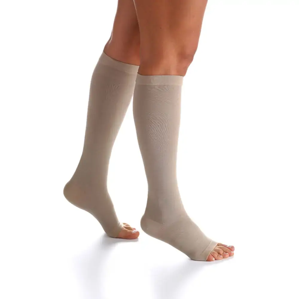 Meia Panturrilha Sigvaris Algodão Super - 30-40Mmhg - P2 - Aberta - Bege