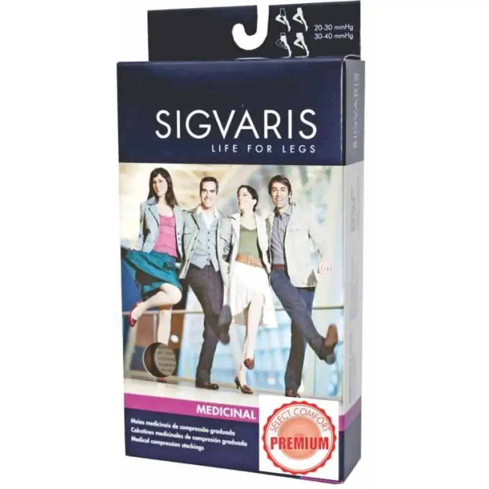 Meia 3/4 Sigvaris Select Comfort Premium - Média Compressão - Fechada - Natural - P3