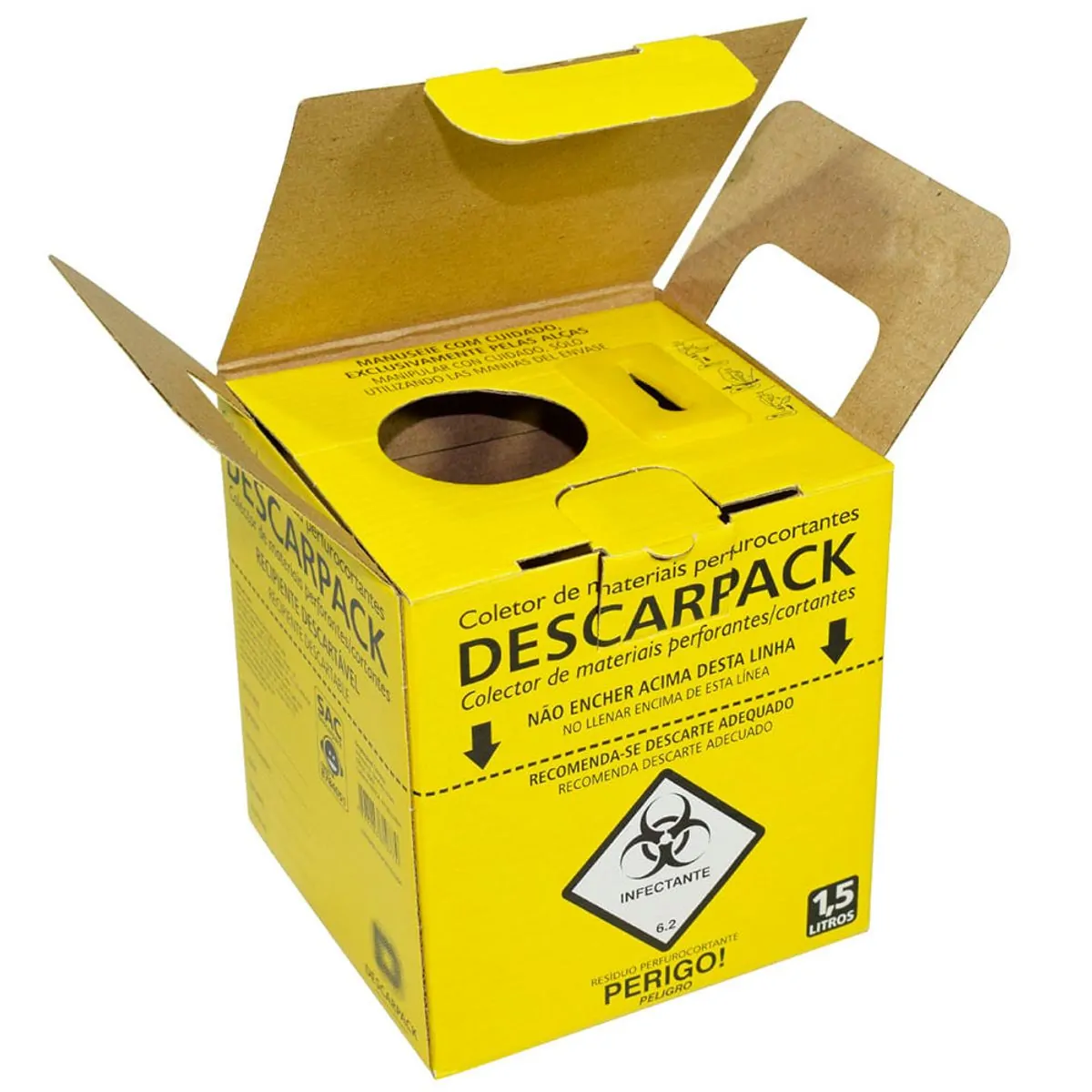 Coletor de Material Perfurocortante Descarpack - 1.5L - Coletor De Material Perfurocortante Descarpa