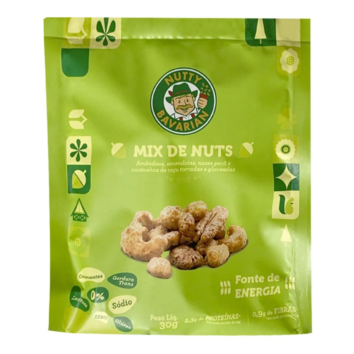 Mix De Nuts Torrada E Glaceada Nutty Bavarian Zero Sódio 30g