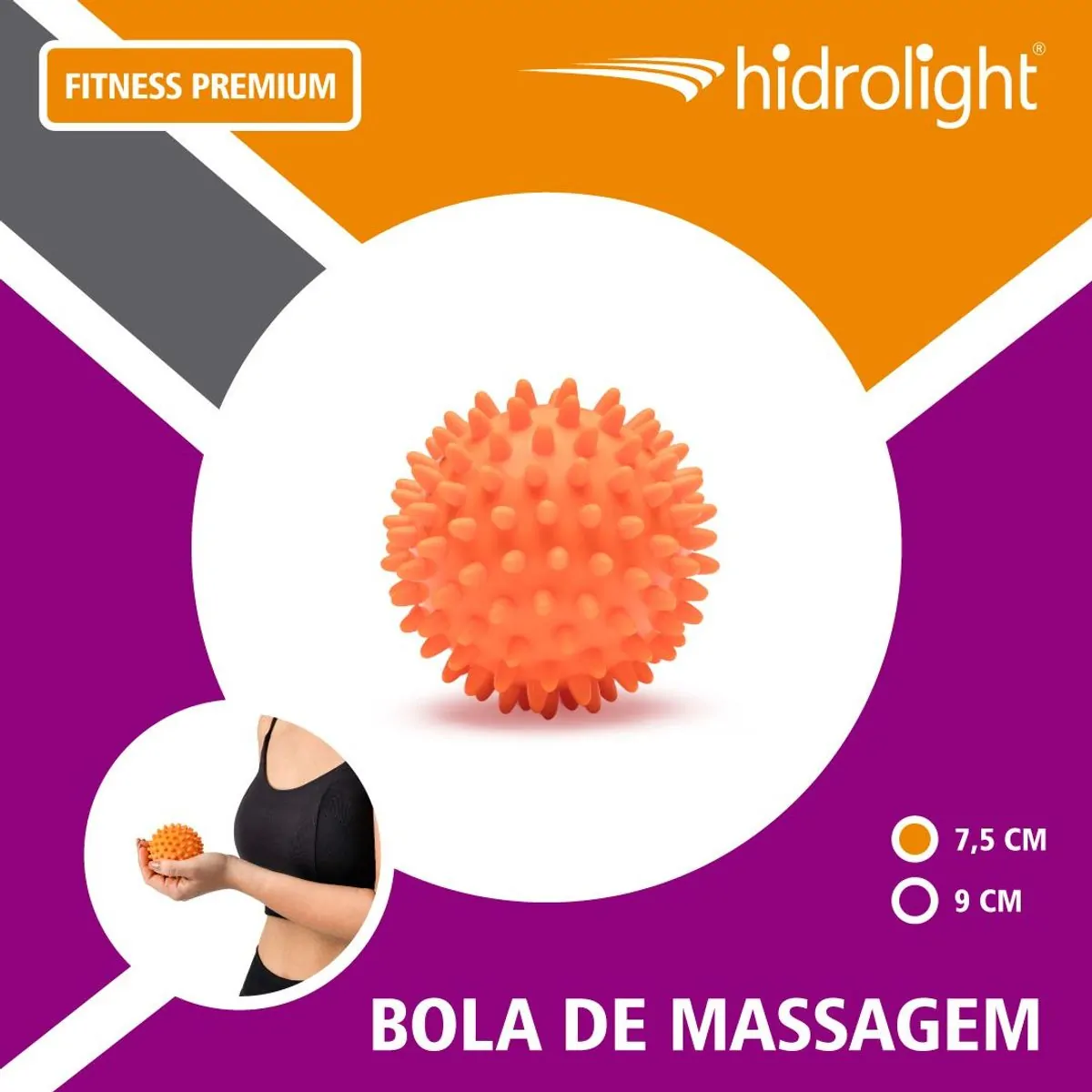 Bola De Massagem Laranja 7,5Cm - Hidrolight Bola 7,5