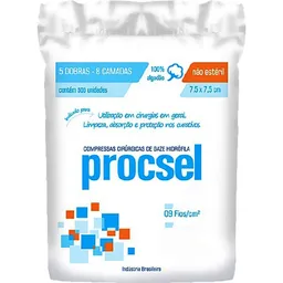 Compressa Cirúrgica De Gaze Hidrófila Procsel - 7.5X7.5Cm - 9 Fios - Não Estéril