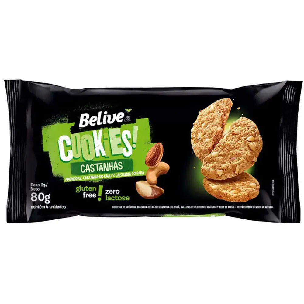 Cookie Sem Glúten Castanha 80g - Belive