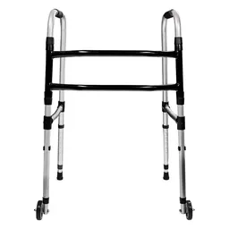 Andador Aluminio Dobravel Fixo 2 Barras Adulto Com Rodas Indaia