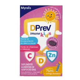 Suplemento Vitamínico Dprev Imune Kids Amora Myralis Pharma 75ml + Seringa Dosadora