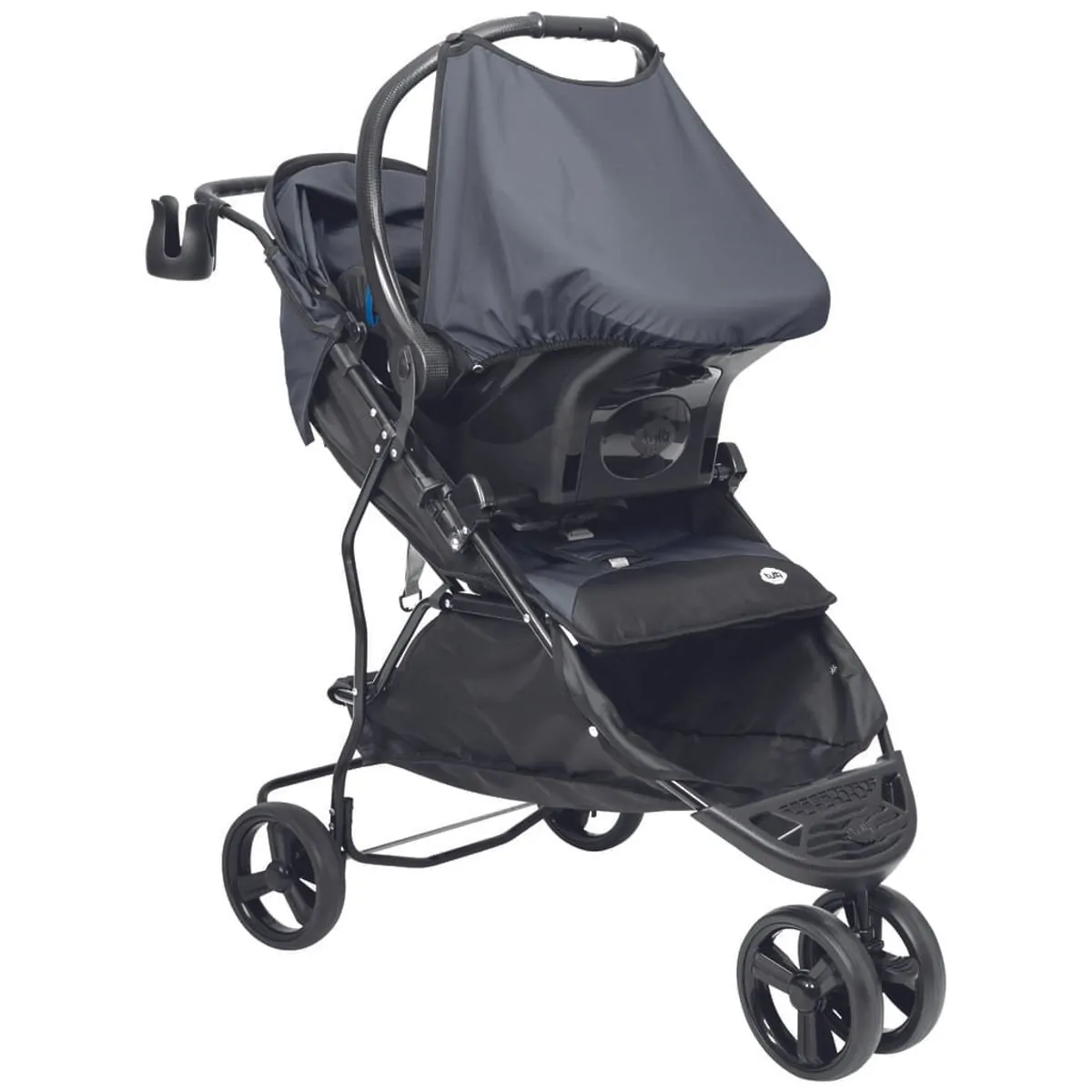Carrinho de Bebê Evo Tutti Baby Preto e Cinza