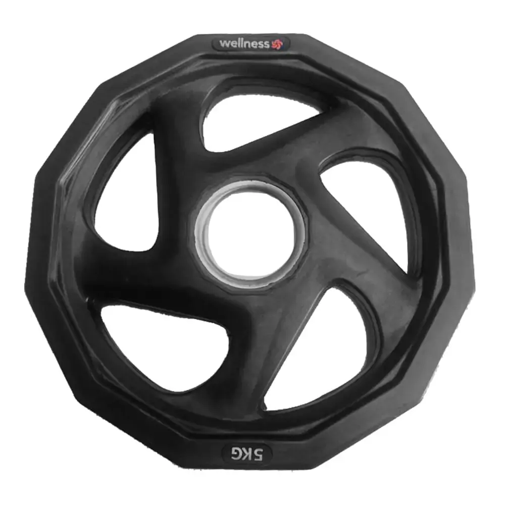 Anilha Olímpica Rubber com5 furos de 5KG Wellness - WK014