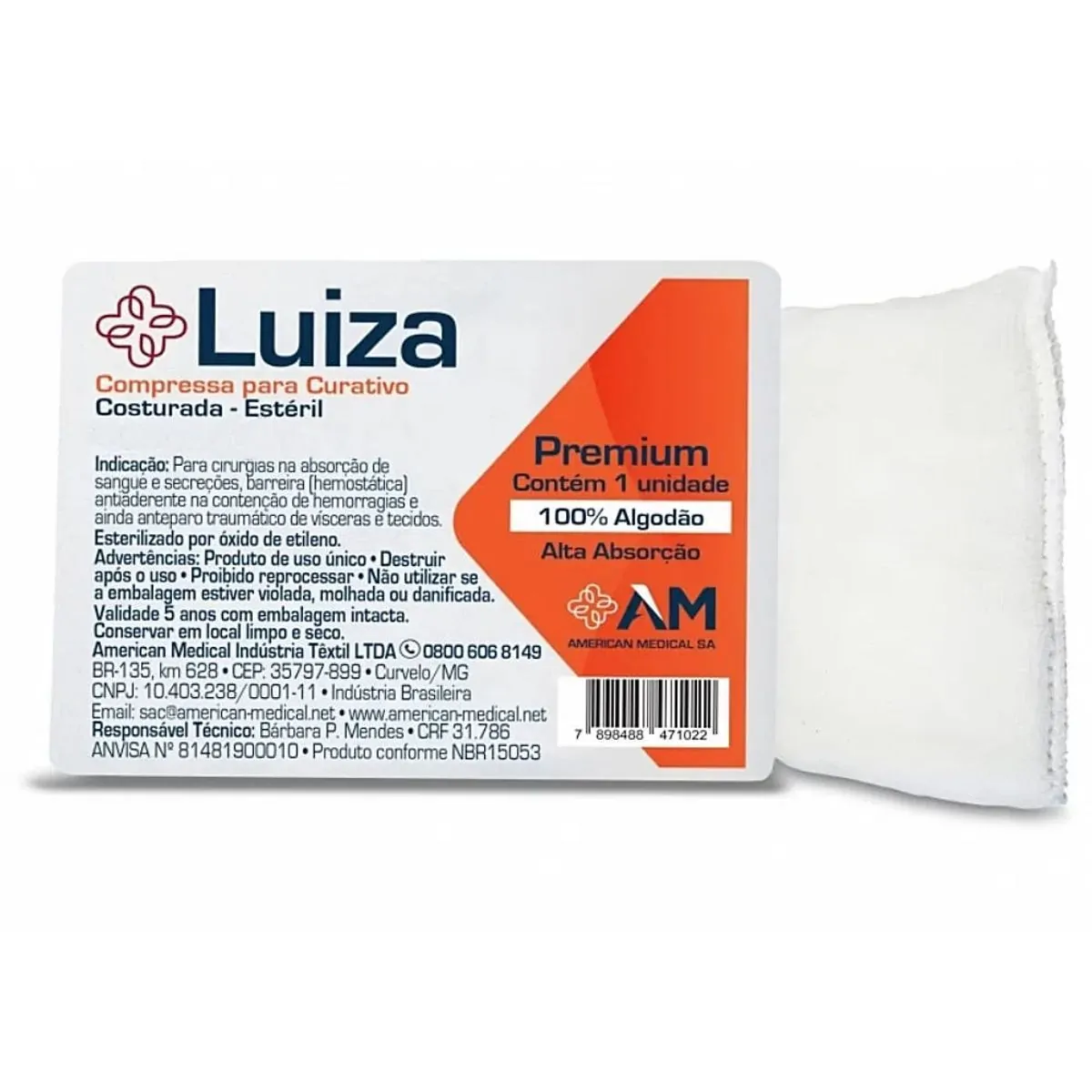 Compressa para Curativo Cirúrgico Luiza - Estéril - 10cm x 60cm