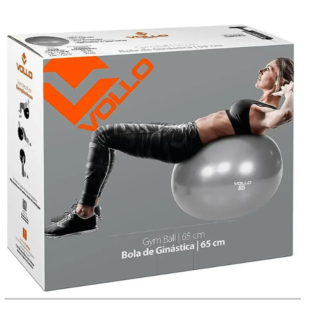 Gym Ball Vollo 65 cm cinza com Bomba