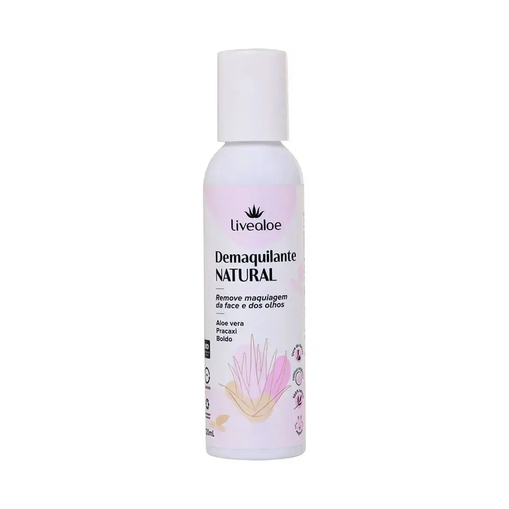 Demaquilante Natural Com Aloe Vera Orgânica 120ml - Livealoe
