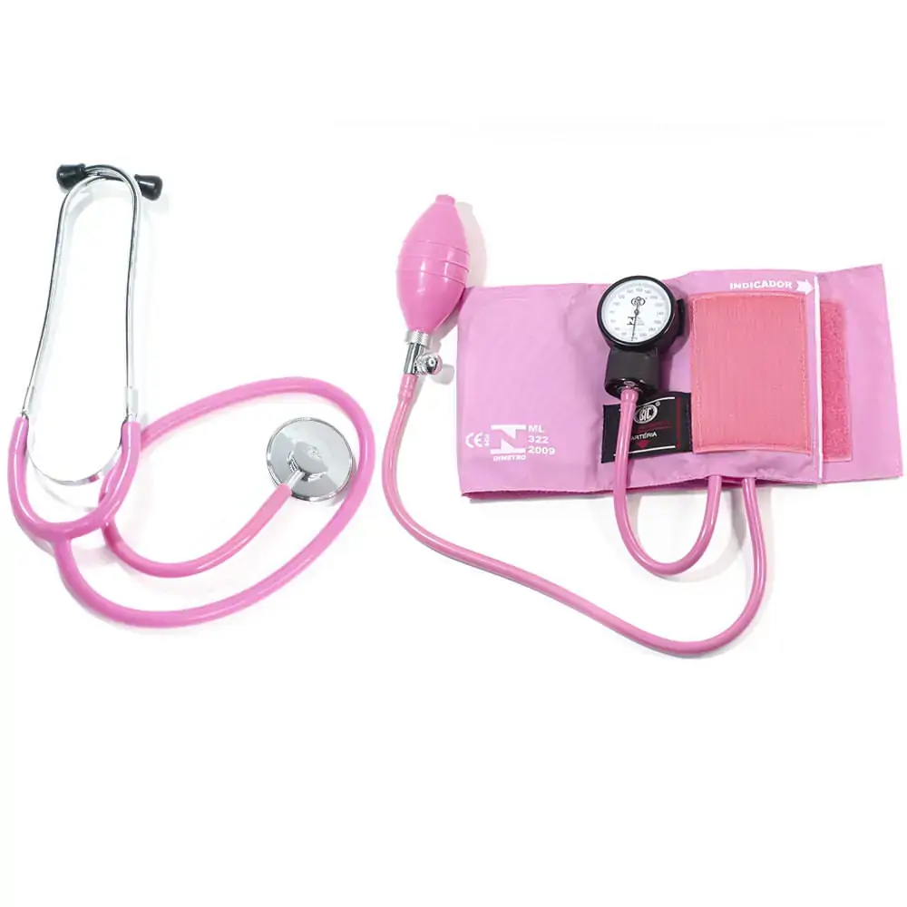 Aparelho De Pressão Com Estetoscópio Simples Bic Cj0411 - Nylon - Rosa