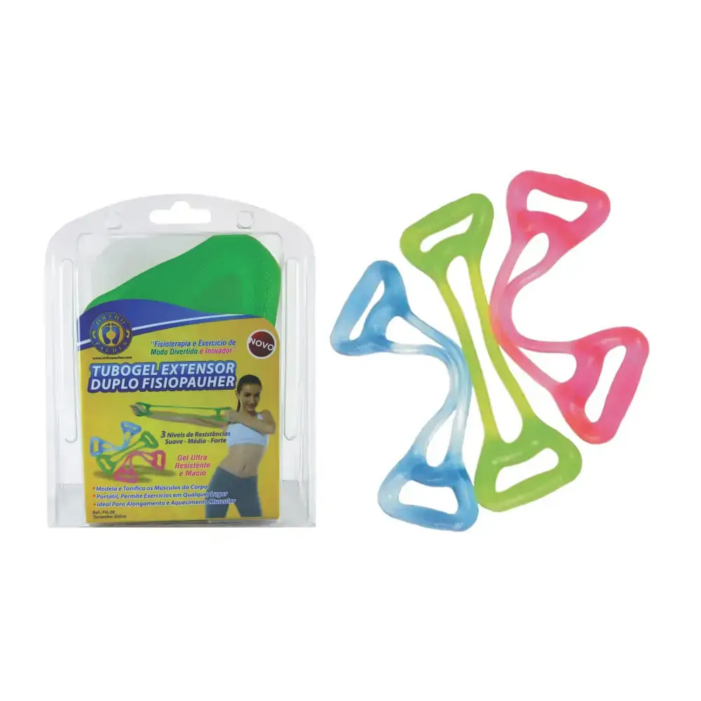 Tubogel Extensor Duplo Para Exercícios e Fisioterapia Fisiopauher FG 28 Orthopauher Rosa