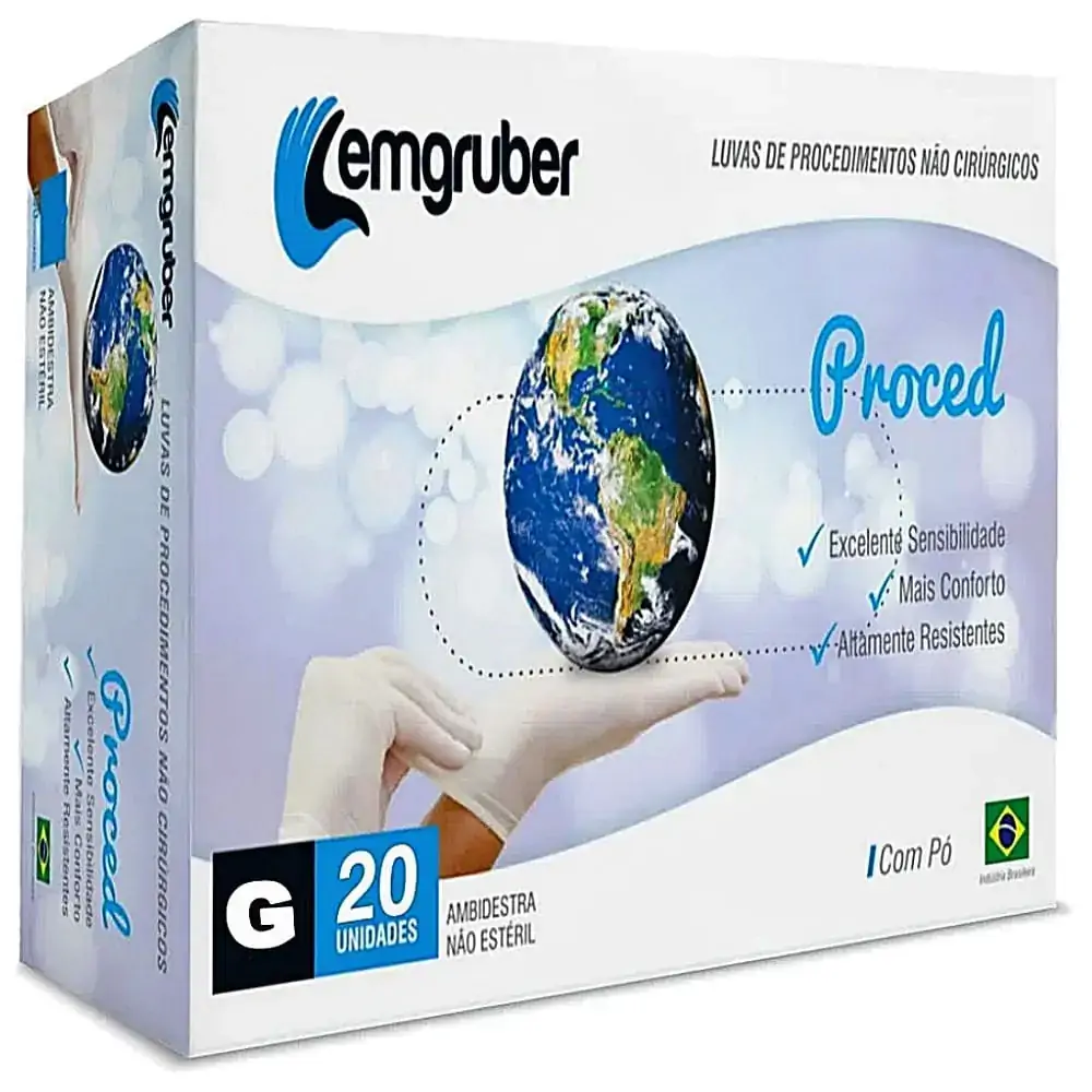 Luva De Procedimentos Proced Lemgruber - Com Pó - 20 Unidades - Tam G