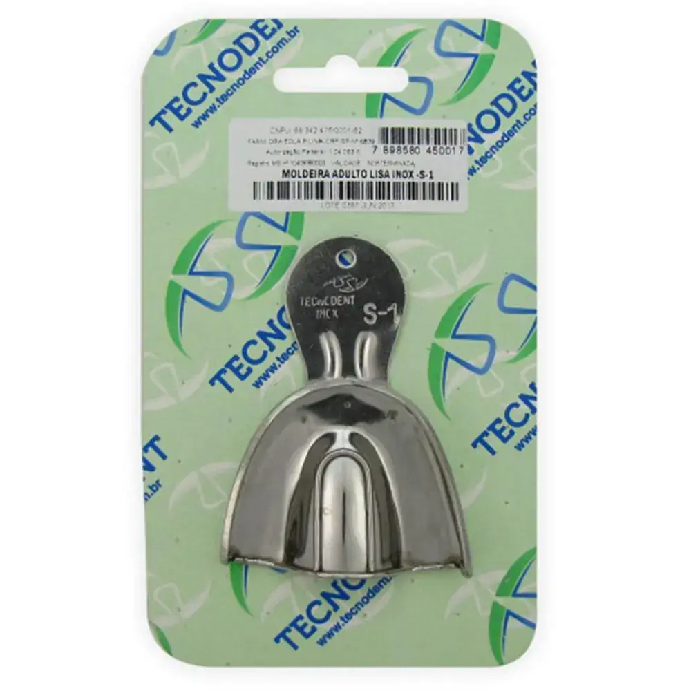 Moldeira Avulsa Lisa Adulto Inox S-1 Dentado - Tecnodent