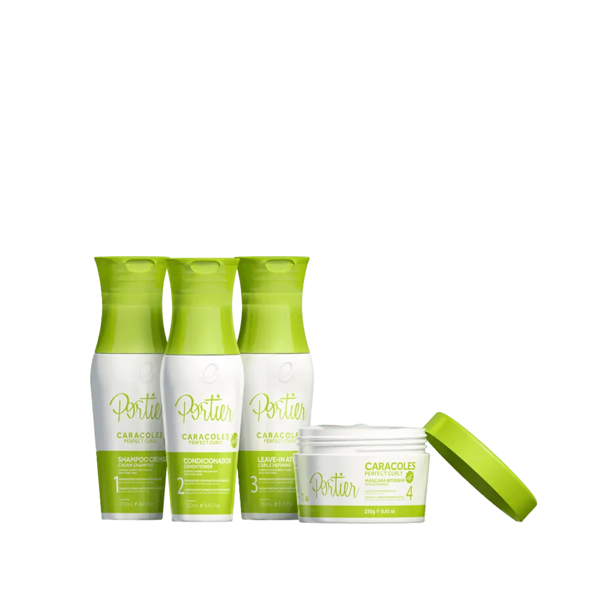 Portier Cremoso Caracoles Kit Shampoo + Condicionador + Leave-in + Máscara 250ml