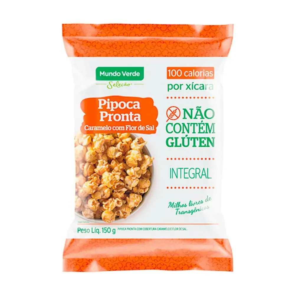 Pipoca Pronta Caramelo com Flor Sal Mundo Verde Seleção 150g