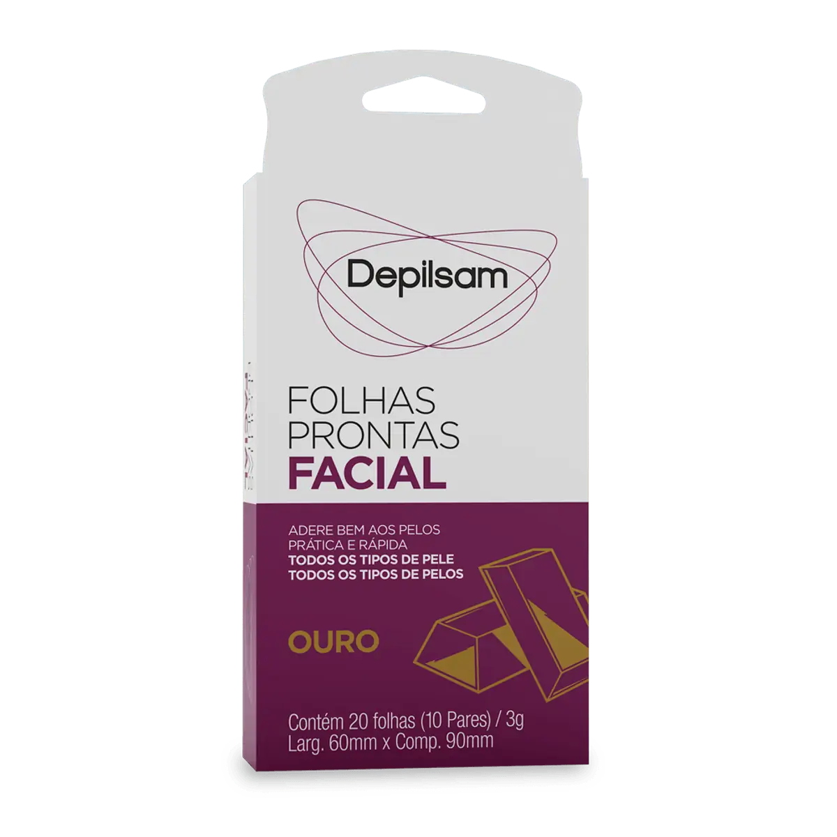 Folhas Prontas Facial Depilsam Ouro 10 Pares