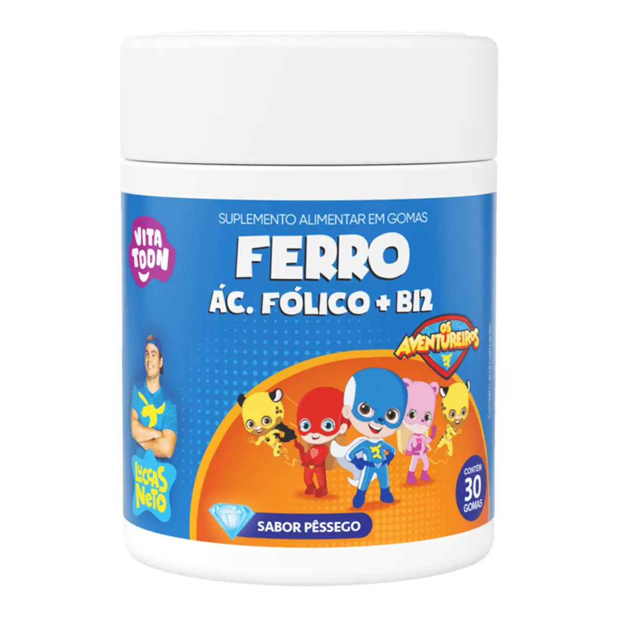 Suplemento Alimentar Vitatoon Luccas Neto Ferro + Ácido Fólico + B12 Pêssego 30 Gomas