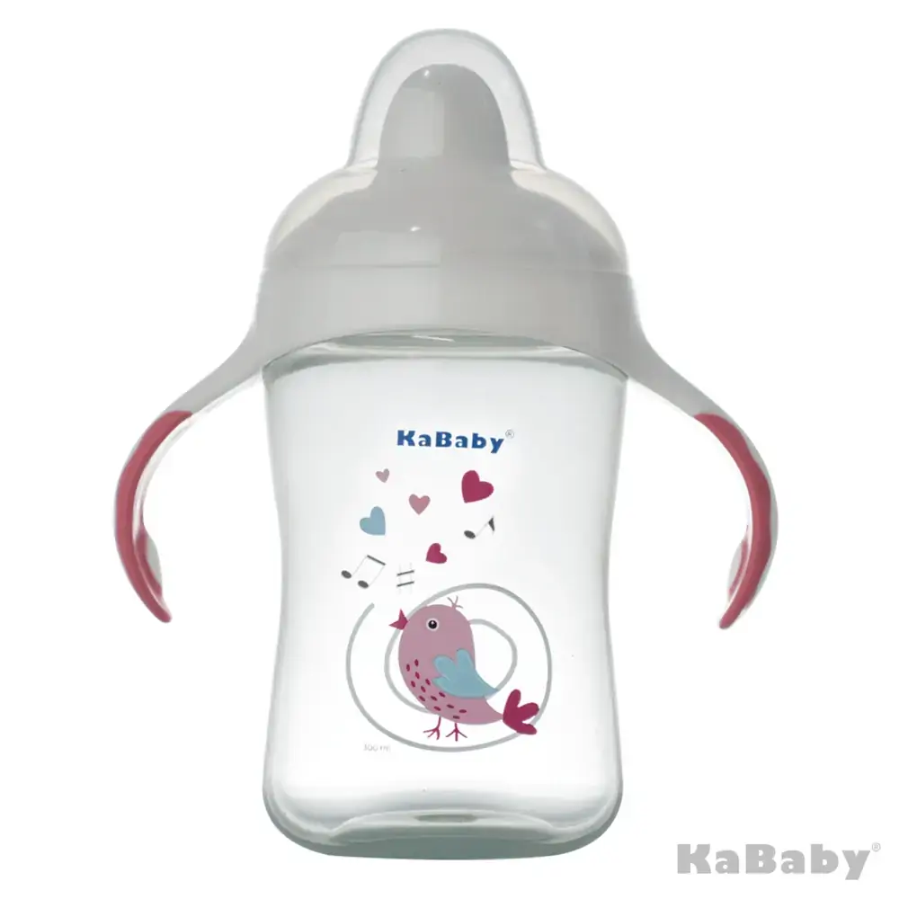 Copo 300ml Bico duro, com alças Pássaro Rosa