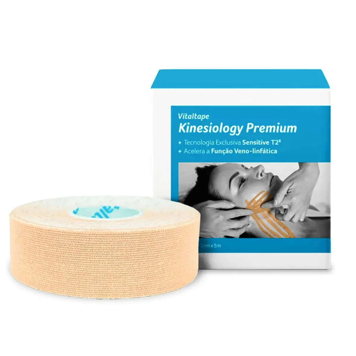 Vital Tape Kinesiology Premium Bege Claro 2,5cm X 5m Faixa Ortopedica - PREMIUM BEGE