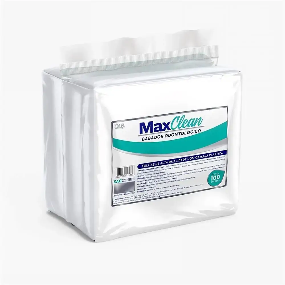 Babador Odontológico Descartável Branco Com 100 - Maxclean