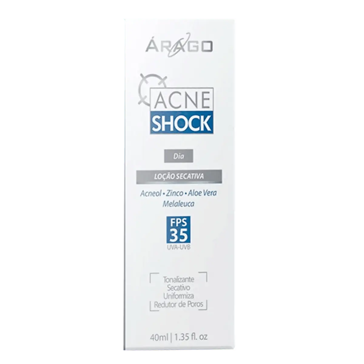 Loção Secativa Tonalizante Árago Acne Shock Dia FPS35 40ml