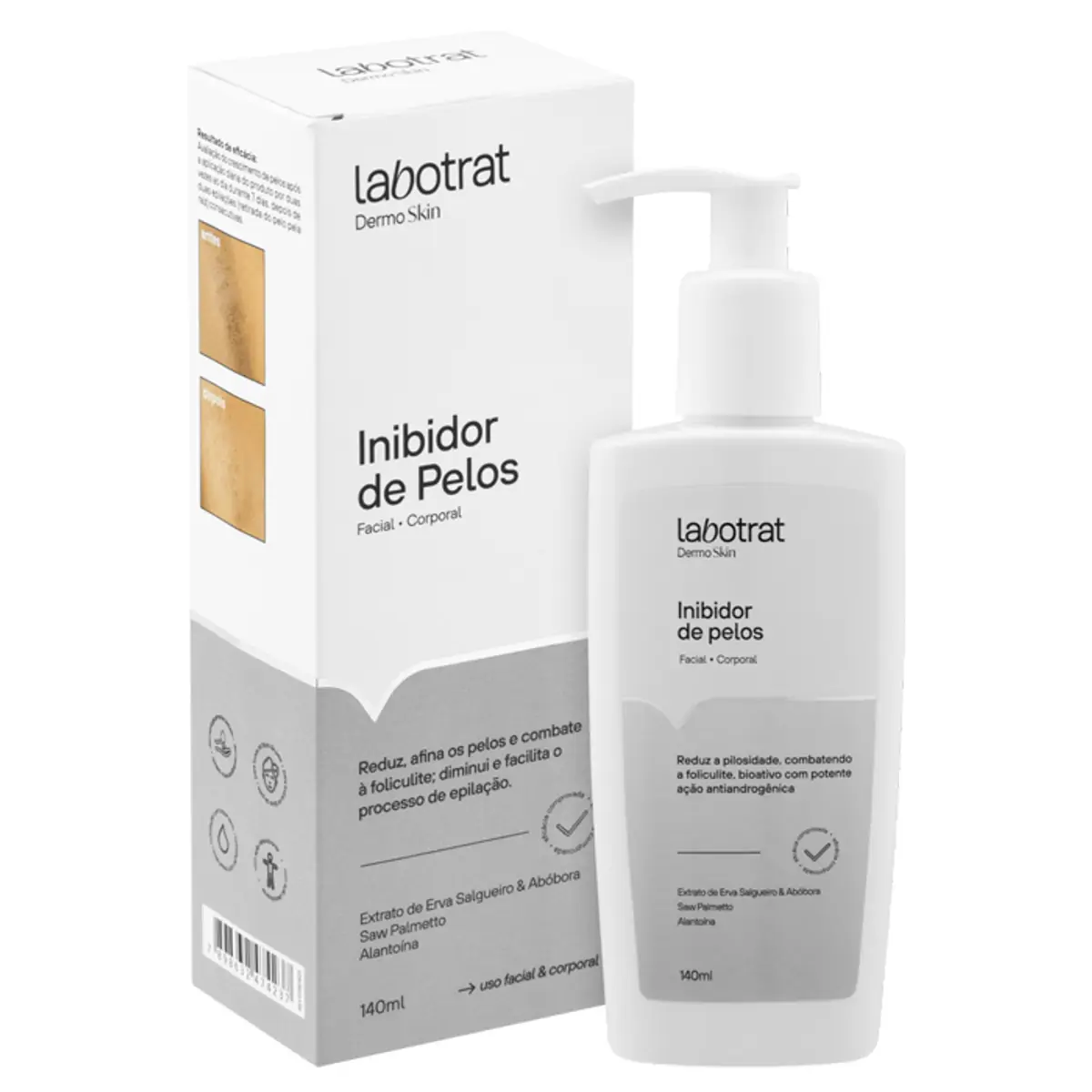 Loção Inibidor De Pelos Labotrat Dermo Skin Corporal Facial 140ml