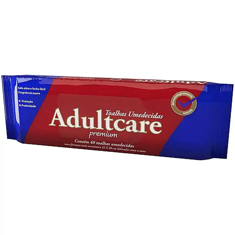 Toalhas Umedecidas Premium Adultcare - Uso Adulto - 40 Unidades