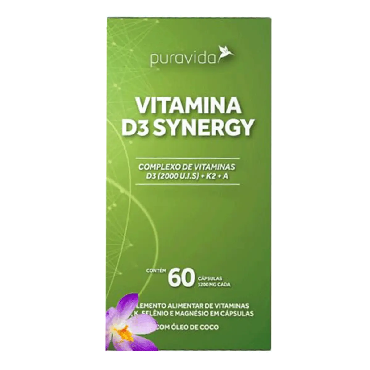 Suplemento Alimentar Puravida Vitamina D3 60 cápsulas